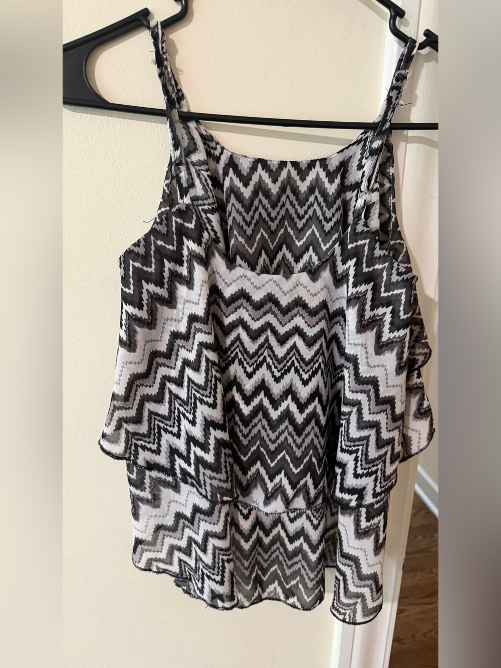 Exist Black & White Chevron Layered Camisole